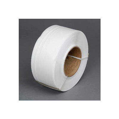 Machine Grade Strapping, 3/8"W x 12900'L x 0.021" Thick, 9" x 8" Core, White