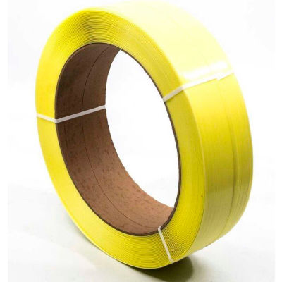Machine Grade Strapping, 1/2"W x 7200'L x 0.030" Thick, 16"x6" Core, Yellow