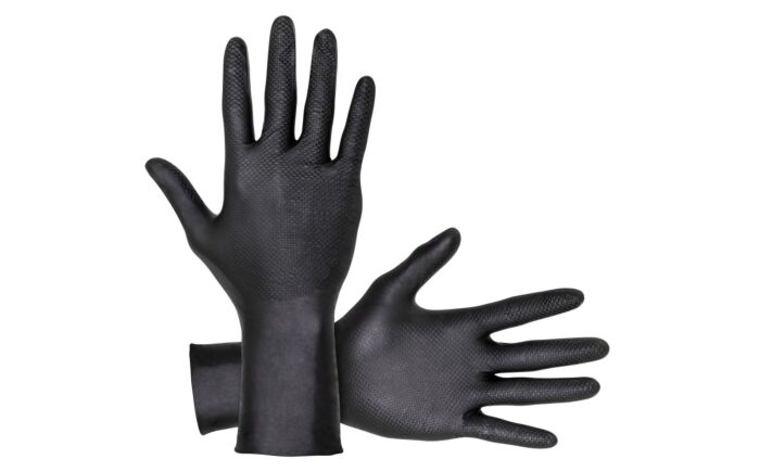 Extended Cuff Black Powder-Free Exam Grade Nitrile Gloves 8 mil Size 2X-Large - 50/BX view 2