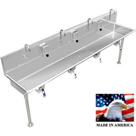 Stainless Steel Sink, 4 User w/Knee Valve Operated Valves Straight Legs 84"L X 20"W X 8"D