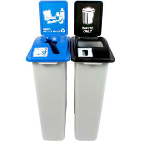 Waste Watcher Double - Waste & Mixed Recyclables, 46 Gallon, Gray