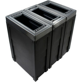 Evolve Triple Recycling & Trash Can, 69 Gallon, Black