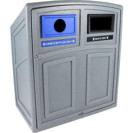Uptown Double Recycling & Trash Can, Cans & Bottles/Waste, 64 Gallon, Greystone