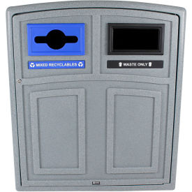 Uptown Double Recycling & Trash Can, 64 Gallon, Greystone