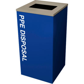 Spectrum Cube PPE Disposal Bin With Anti-Microbial Lid, 24 Gallon, Blue