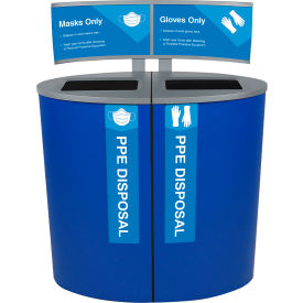Spectrum Ellipse PPE Disposal Bin For Masks & Gloves, 44 Gallon, Blue