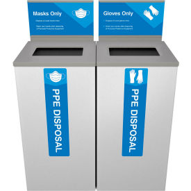 Spectrum Cube Double PPE Disposal Bin For Masks & Gloves, 48 Gallon, White