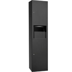 Simplicity Mounted Paper Towel Dispenser & Waste Receptacle, Stainless Steel, Black