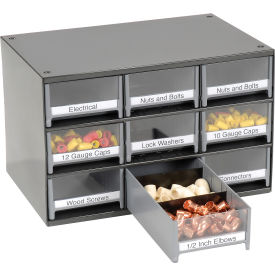 Steel Small Parts Storage Cabinet - 17"W x 11"D x 11"H w/ 9 Gray Drawers