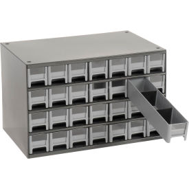 Steel Small Parts Storage Cabinet 19228 - 17"W x 11"D x 11"H w/ 28 Gray Drawers