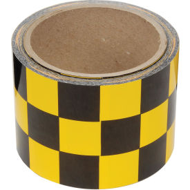 Checkerboard Hazard Tape - Yellow/Black, 3"W x 54'L, 1 Roll