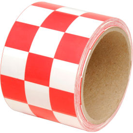 Checkerboard Hazard Tape - Red/White, 3"W x 54'L, 1 Roll