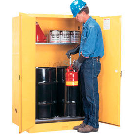 Drum Cabinet 60 Gal. Capacity Vertical Manual Close Flammable W/ Drum Rollers