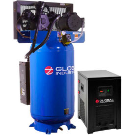 Silent Air Compressor w/Dryer, Two Stage Piston 5 HP, 80 Gal., 1 Phase, 230V