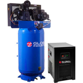 Two Stage Piston Air Compressor w/Dryer, 5 HP, 80 Gal., 1 Phase, 230V