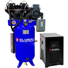 Silent Air Compressor w/Dryer, Two Stage Piston 10 HP, 80 Gal, 1 Phase, 230V