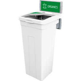 Rise Single Organics Waste Container W/Signage, 13-11/16"Wx12-7/8"Dx27-1/2"H, White
