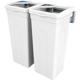 Rise Mobius Loop Double Waste Container, 13-11/16"W x 12-7/8"D x 27-1/2"H, White