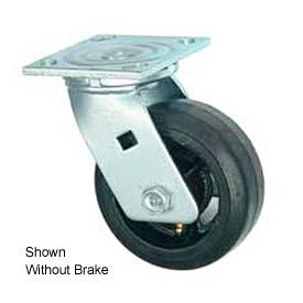 Swivel Plate Caster 5" Mold-On Rubber Wheel with Brake