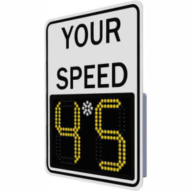 11" Radar Feedback Sign, AC Power, with Your Speed Sign, White Sign