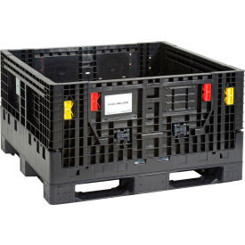 Folding Bulk Shipping Container, 48"Lx45"Wx25"H, 1500 Lb. Capacity, Black