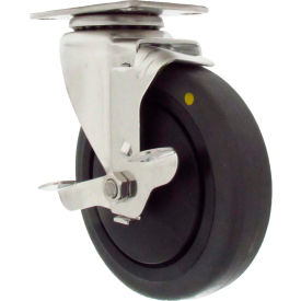 4"Dia. Conduct Thermo Rbr Swivel Top Plate Caster with Top Lock Brake