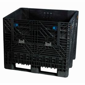 Folding Bulk Shipping Container, 32"L x 30"W x 34"H, 1800 Lb Capacity, Black