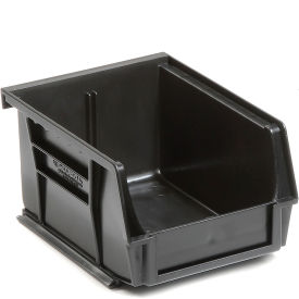 Plastic Hang & Stack Bin, 5-3/8"L x 4-1/8"W x 3"H, Black