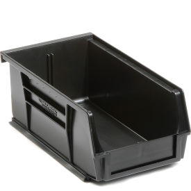 Plastic Hang & Stack Bin, 7-3/8"L x 4-1/8"W x 3"H, Black