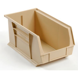 Plastic Hang & Stack Bin, 14-3/4"L x 8-1/4"W x 7"H, Beige