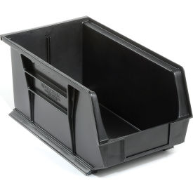 Plastic Hang & Stack Bin, 14-3/4"L x 8-1/4"W x 7"H, Black