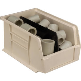 Plastic Hang & Stack Bin, 9-1/4"L x 6"W x 5"H, Ivory