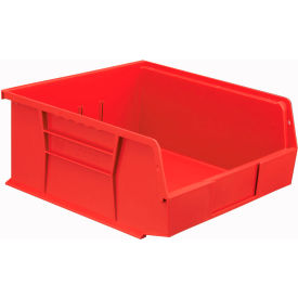 Plastic Hang & Stack Bin, 10-7/8"L x 11"W x 5"H, Red