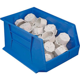 Plastic Hang & Stack Bin, 18"L x 11"W x 10"H, Blue