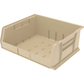 Plastic Storage Bin, 14-3/4"L x 16-1/2"W x 7"H, Stone