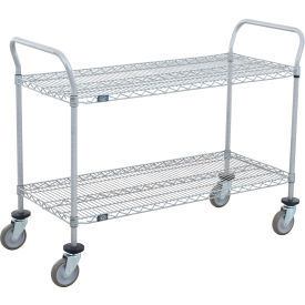 Utility Cart, 2 Shelf, 36"W x 18"D x 39"H, Poly Casters, 4 Swivel