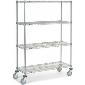 4 Shelf Truck, Chrome, 48"W x 18"D x 69"H, Polyurethane Stem Casters, 4 Swivel