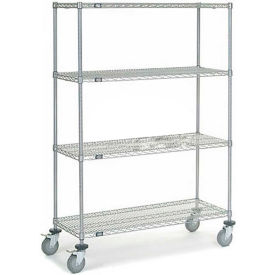4 Shelf Truck, Chrome, 48"W x 18"D x 69"H, Polyurethane Stem Casters, 4 Swivel, 2 Brake