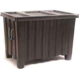 Forkliftable Plastic Bulk Shipping Container with Lid, 41"L x 28"W x 26-1/2"H, 500 lb Capacity, Orange