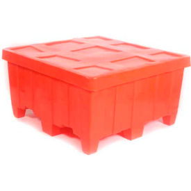 Forkliftable Plastic Bulk Shipping Container with Lid, 44"L x 44"W x 23"H, 700 lb Capacity, Green