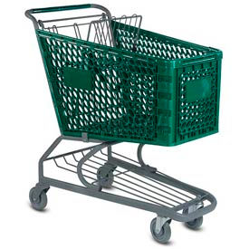 Green Plastic Shopping Cart 5.2 Cu. Foot Capacity