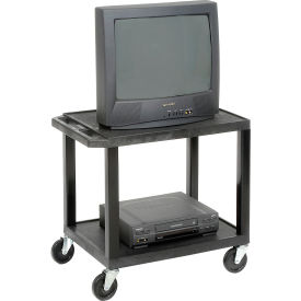 Plastic Utility Cart 2 Shelves Black