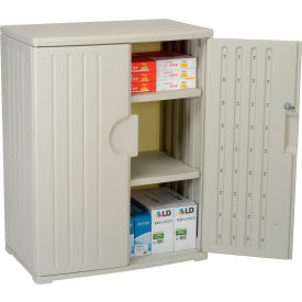 Plastic Counter Height Storage Cabinet, 36"W x 22"D x 46"H, Unassembled, Gray