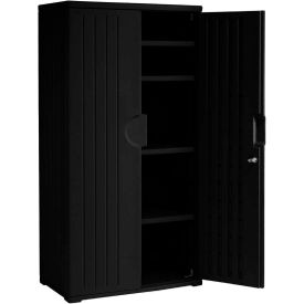 Plastic Storage Cabinet, 36"W x 22"D x 72"H, Black, Unassembled