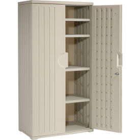 Plastic Storage Cabinet, 36"W x 22"D x 72"H, Light Gray, Unassembled