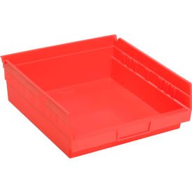 Plastic Nesting Storage Shelf Bin 11-1/8"W x 11-5/8"L x 4"H Red