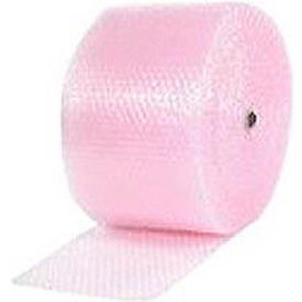 Non Perforated Anti Static Bubble Roll, 12"Wx250'Lx 1/2" Bubble, Pink, 4/Pk