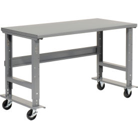 Mobile Workbench, 48 x 30", Adjustable Height, Steel Square Edge