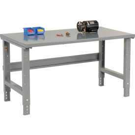Adjustable Height Workbench, 48 x 36", Steel Square Edge, Gray