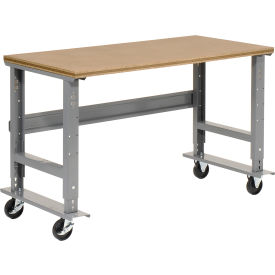 Mobile Workbench, 72 x 30", Adjustable Height, Shop Top Square Edge
